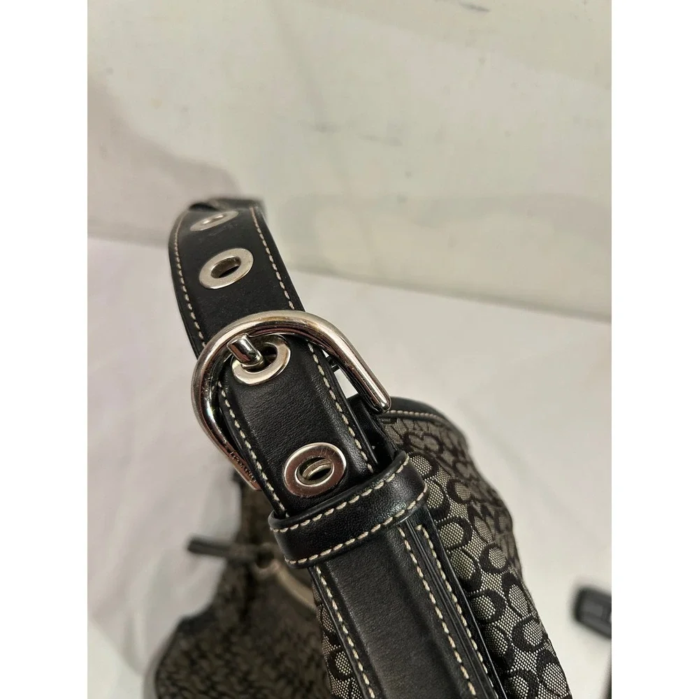 Coach Shoulder Bag Small Y2K Black Signature Jacquard Leather F10945 Women
